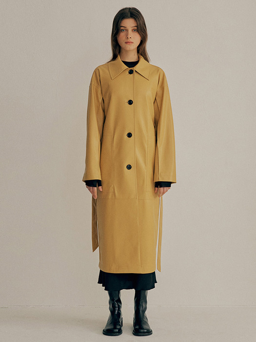FAUX-LEATHER TRENCH COAT_MUSTARD