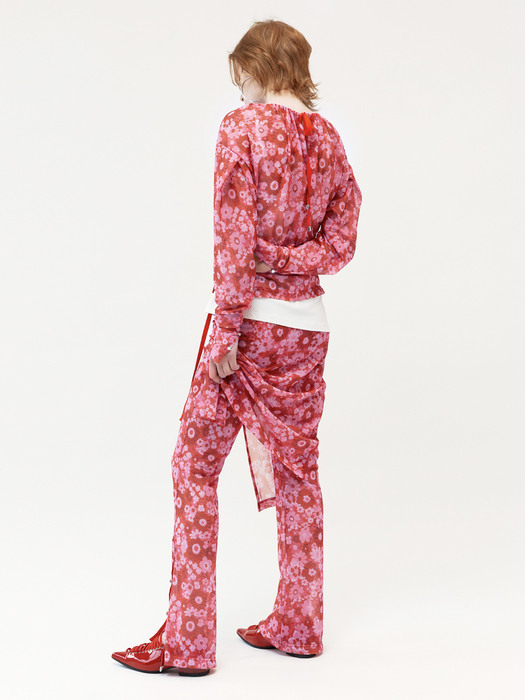 Flower Print Skirt Pants (Pink)