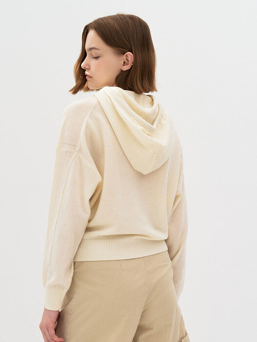 5P Cashmere Blend Wool Hoody Knit - Ivory 