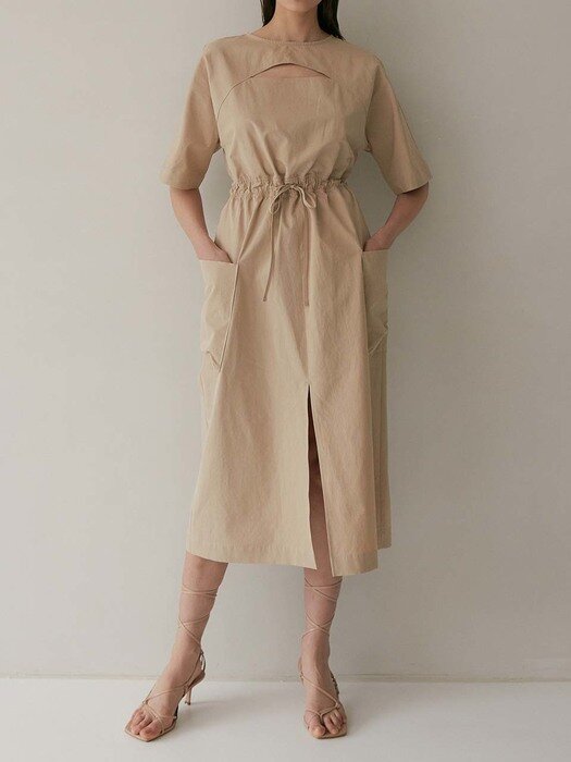Selene Cutout Linen Midi Dress 