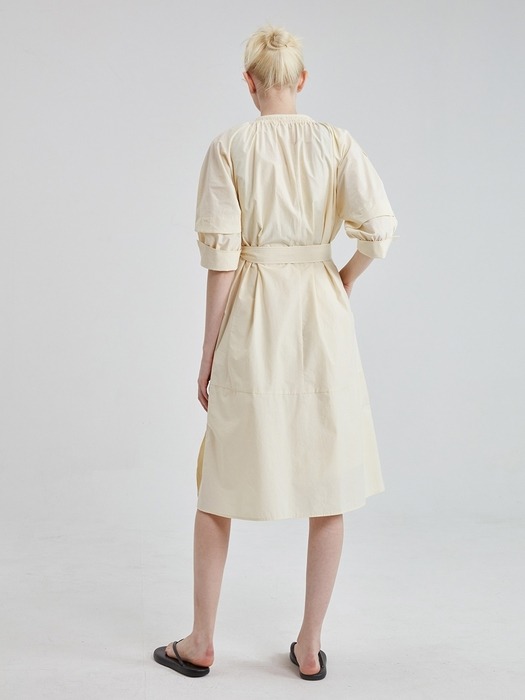shirring belted cotton dress JWOPLE0400