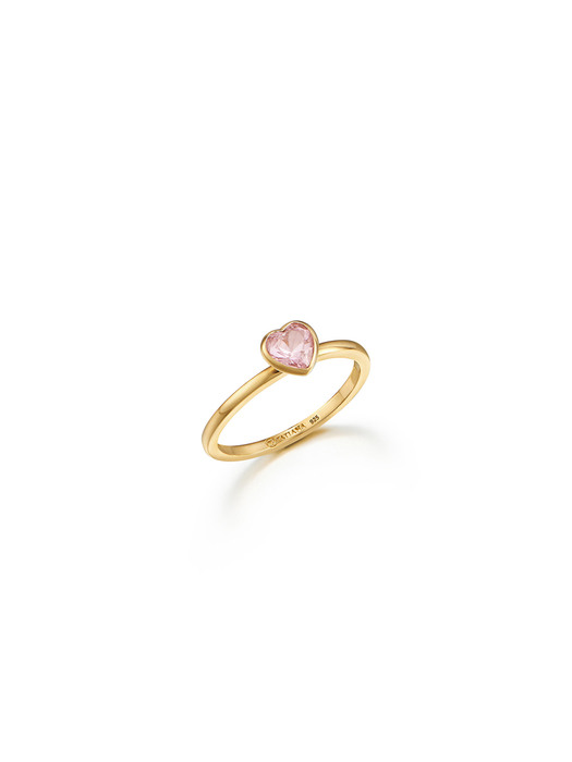 [Silver925]Pink Sapphire Heart Bezel Ring_CR0486