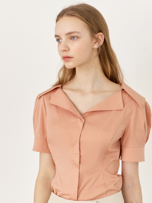 [미전시]ANNA V-neck puff sleeve blouse (Indi pink)