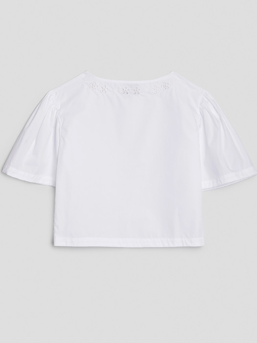 PUFF SLEEVE CROPPED BLOUSE(WHITE)