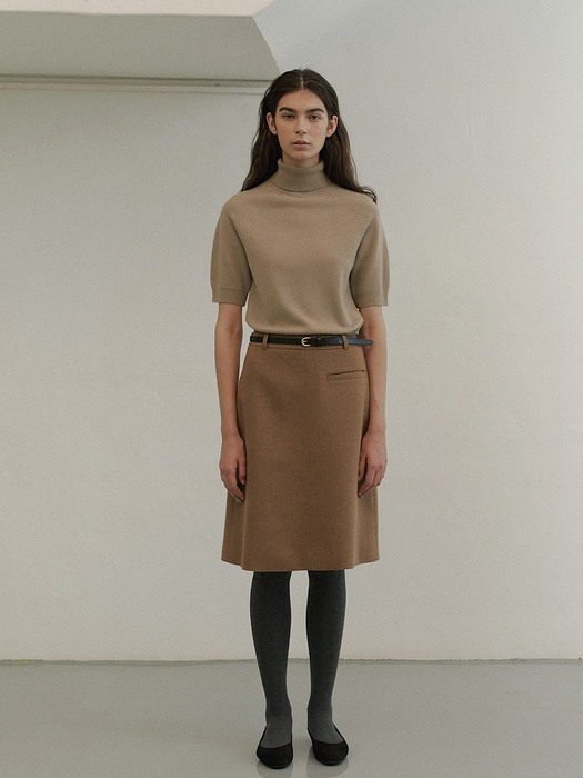 Maggie Wool Skirt in Tan Brown