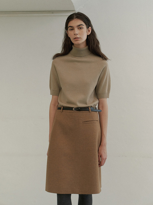 Maggie Wool Skirt in Tan Brown