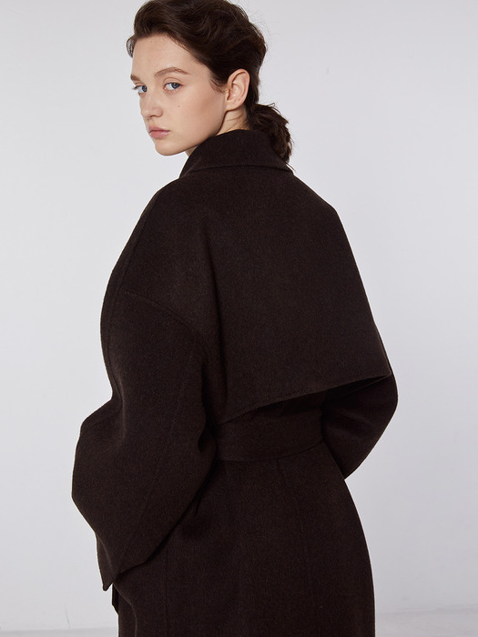 TOF CASHMERE DOUBLE COAT [HAND MADE] BROWN