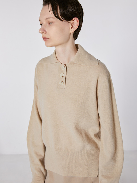 TOF SAILOR COLLAR CASHMERE KNIT BEIGE