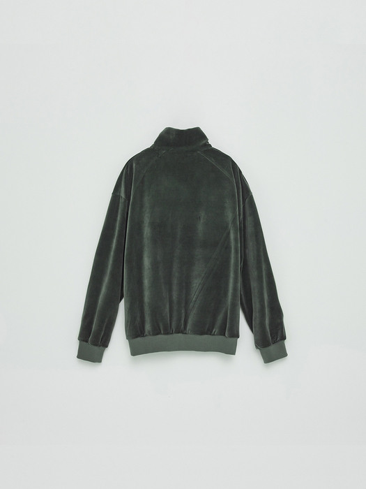 VELVET HALF ZIP-UP MTM IN DEEP GREEN