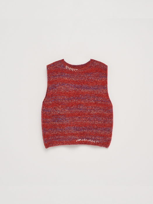 GRADATION POP COLOR KNIT VEST IN RED