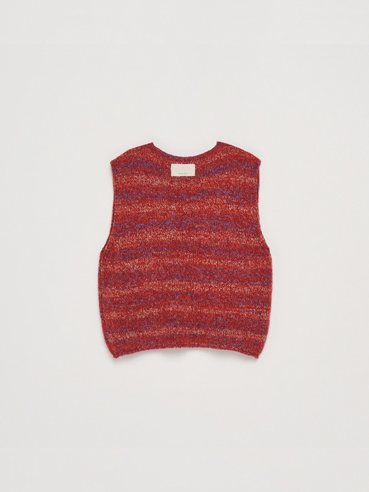 GRADATION POP COLOR KNIT VEST IN RED