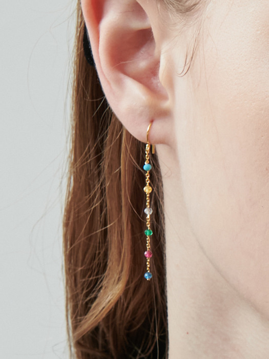LVH009 Colorful beads chain earrings