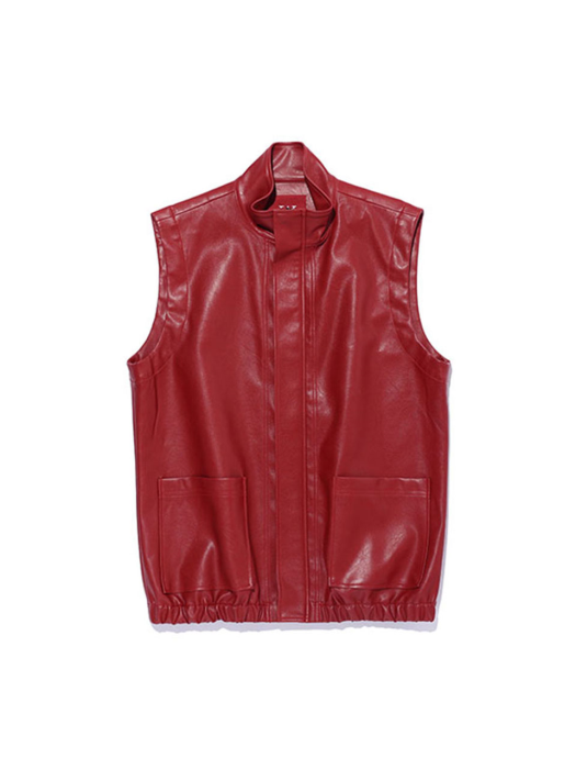 Attention please leather vest - RED