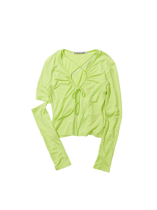 (WOMEN) EDIE CROSS STRING EMBROIDERED TOP atb717w(NEON)