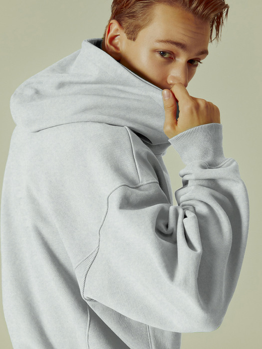 OVERSIZED EMBROIDERY HOODIE ASH GRAY