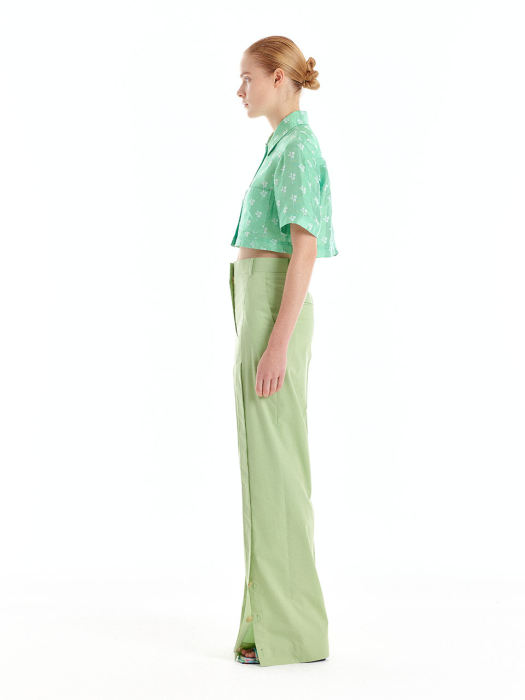 URTH Front-Slit Wide Pants - Light Green