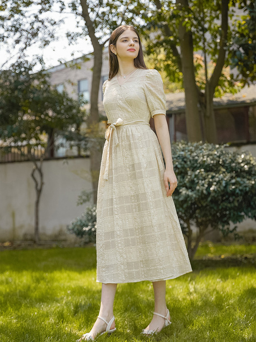 SARAH vintage check dress_beige