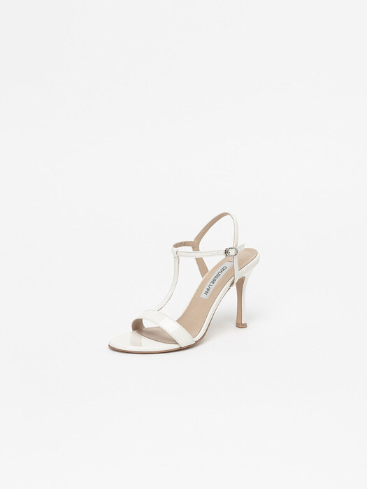 Cellist Strap Sandals in Milky White Patent