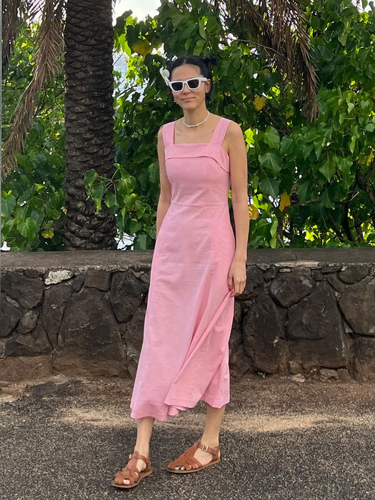 SHERWOOD Long flare dress (Pink)
