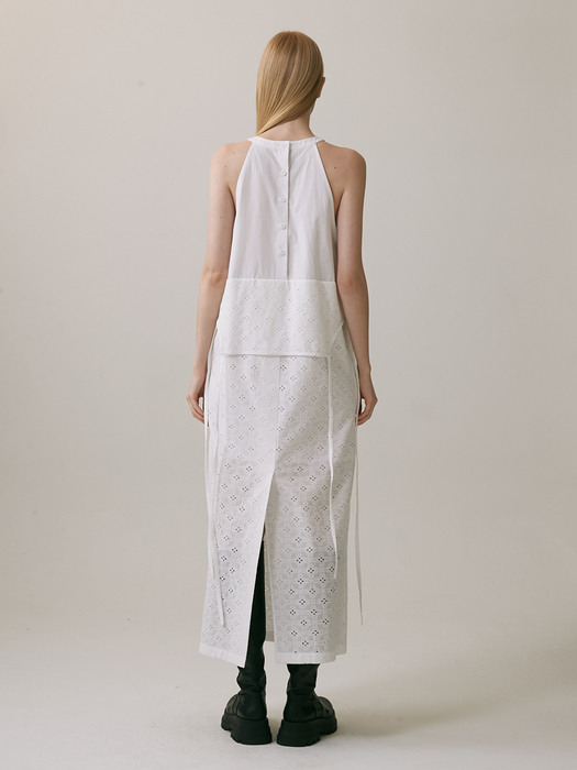 22SS_Two-way Halter-neck Dress (Embroidery White)