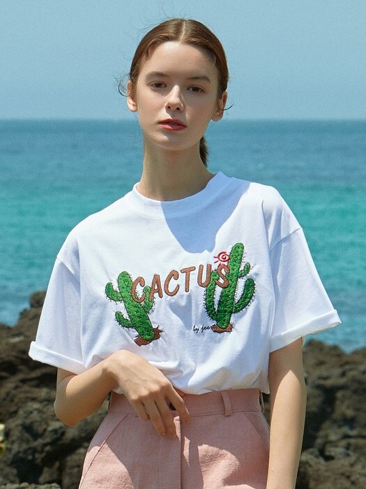 J462 cactus round neck T-shirt (ivory)