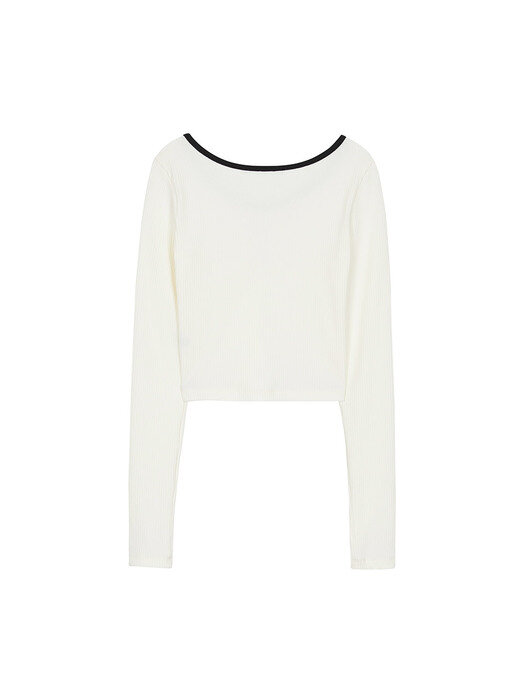 Shirring Cropped T-Shirt in Ivory VW2AE320-03