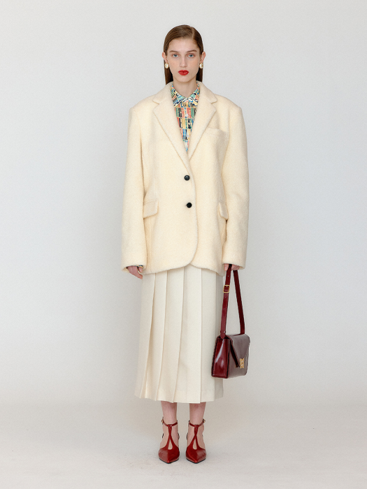 VICTOR Boucle Single-Breasted Blazer - Ivory