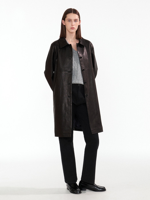 Vegetable leather coat (Black)