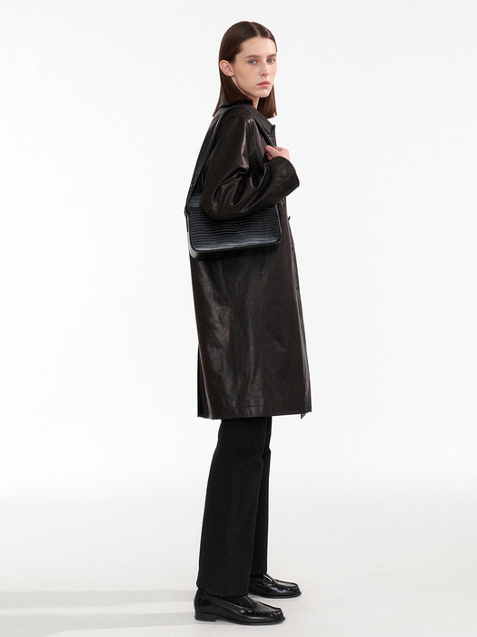 Vegetable leather coat (Black)