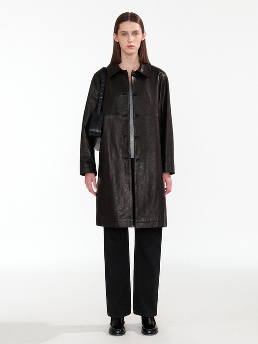 Vegetable leather coat (Black)