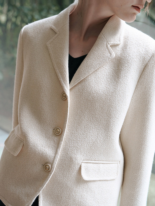 Tweed collar Jacket - lvory