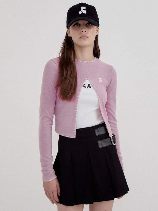 RR CUT OUT LONG SLEEVE KNIT TOP - PINK