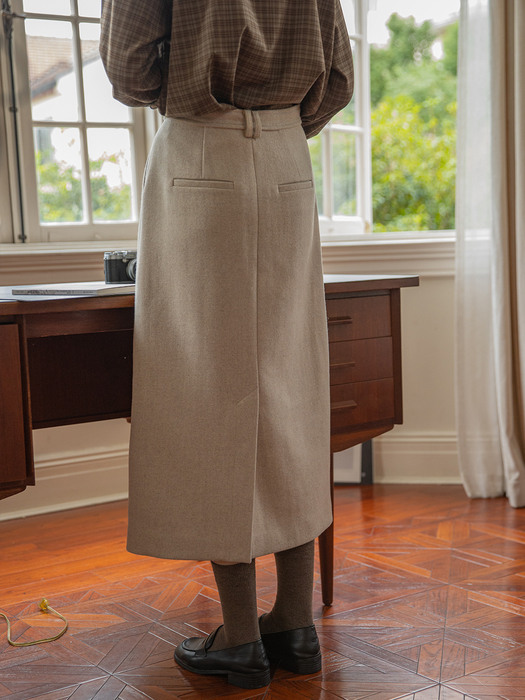 CORDELIA woolen long skirt_OATMEAL