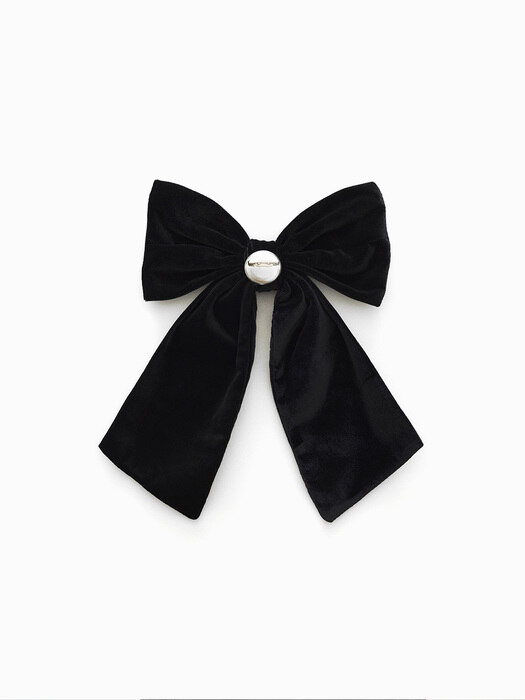 Rosa Velvet Ribbon brooch (Black)