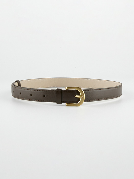 Curve Leather Belt (Brown)