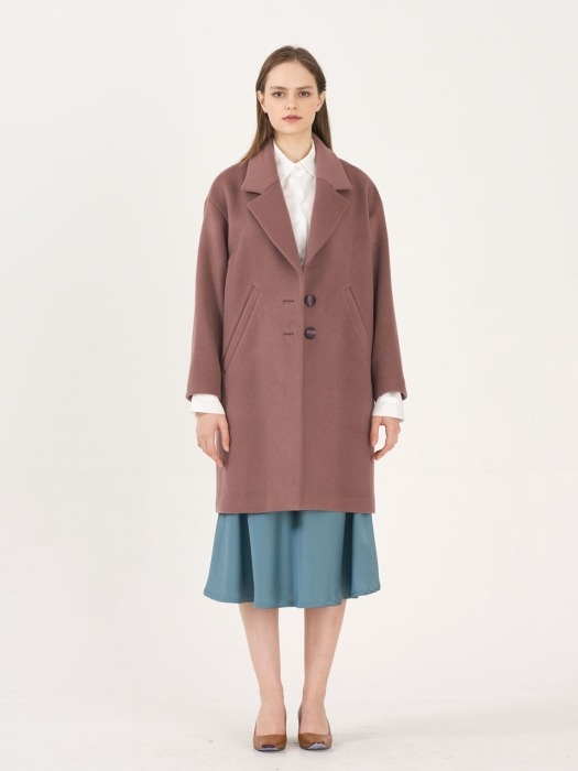 [리퍼브]MInimal Tailored Loose Fit Wool Coat_ORCHID HAZE