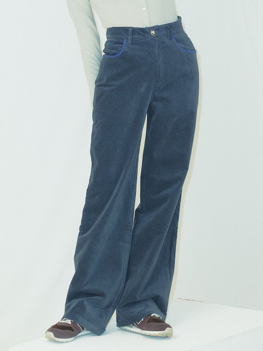 90s color velvet jean pants / Indigo