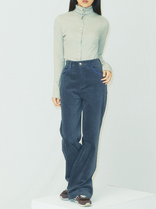 90s color velvet jean pants / Indigo