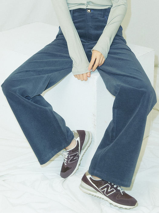 90s color velvet jean pants / Indigo