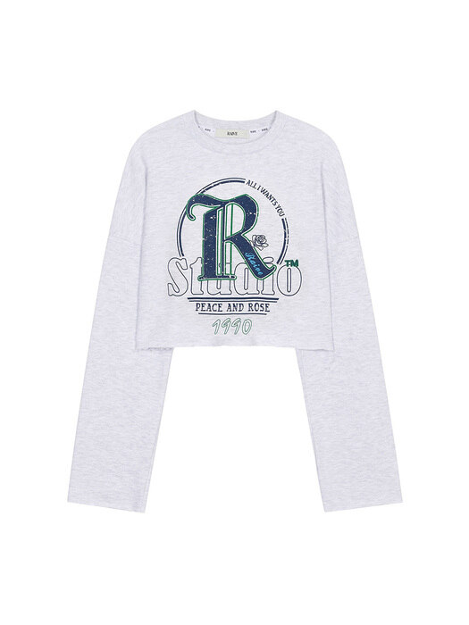 R Graphic Cropped T-shirt in L/Grey VW3SE251-11