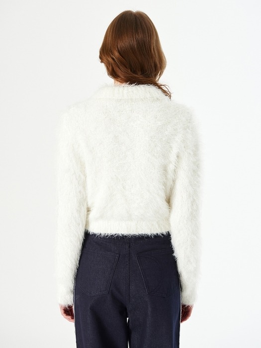 FUZZY KNIT CARDIGAN (white)