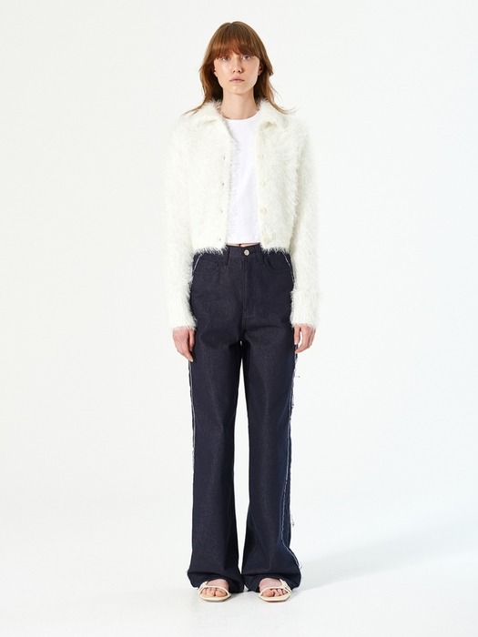 FUZZY KNIT CARDIGAN (white)