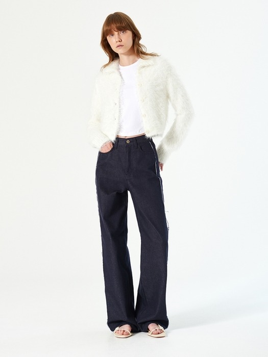 FUZZY KNIT CARDIGAN (white)