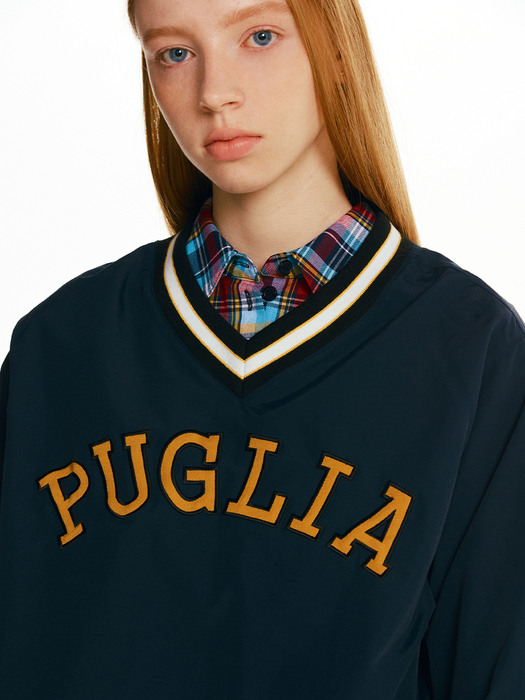 PUGLIA V-neck pullover windbreaker (Navy)