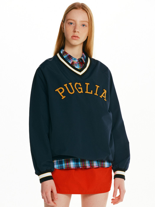 PUGLIA V-neck pullover windbreaker (Navy)