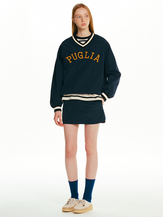 PUGLIA V-neck pullover windbreaker (Navy)