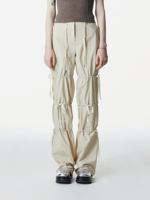 3-Tier Shirred Pants (Beige)