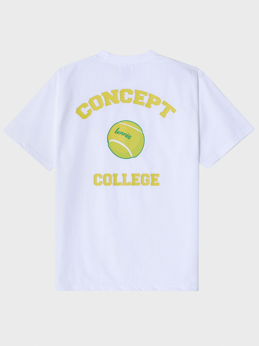 테니스볼 크루넥 화이트 반팔 티셔츠 (남녀공용)