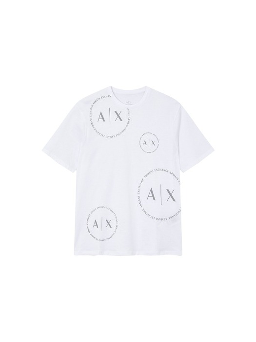 AX 남성 서클 로고 프린트 티셔츠_화이트(A413130028)