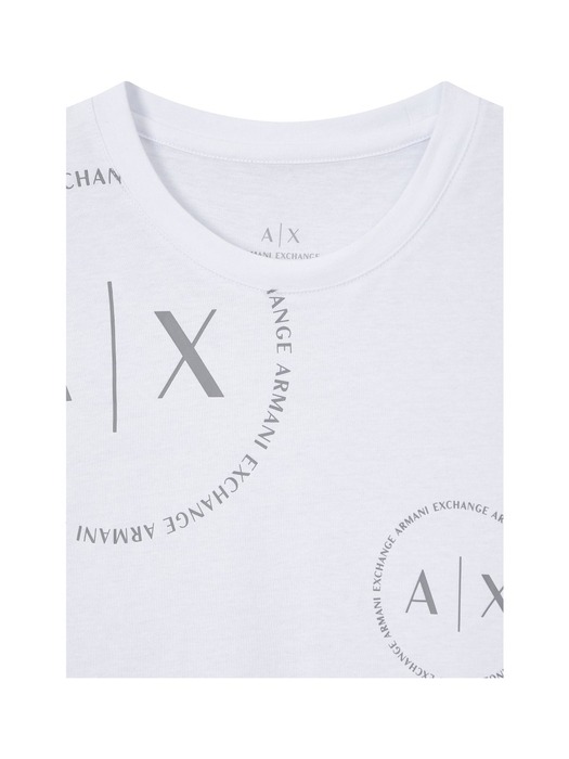 AX 남성 서클 로고 프린트 티셔츠_화이트(A413130028)